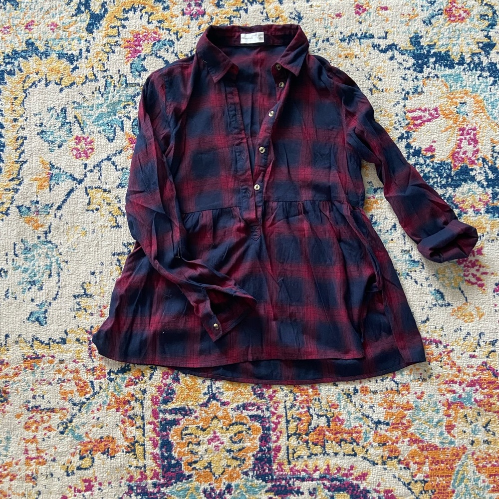 Baby doll navy & maroon plaid flannel